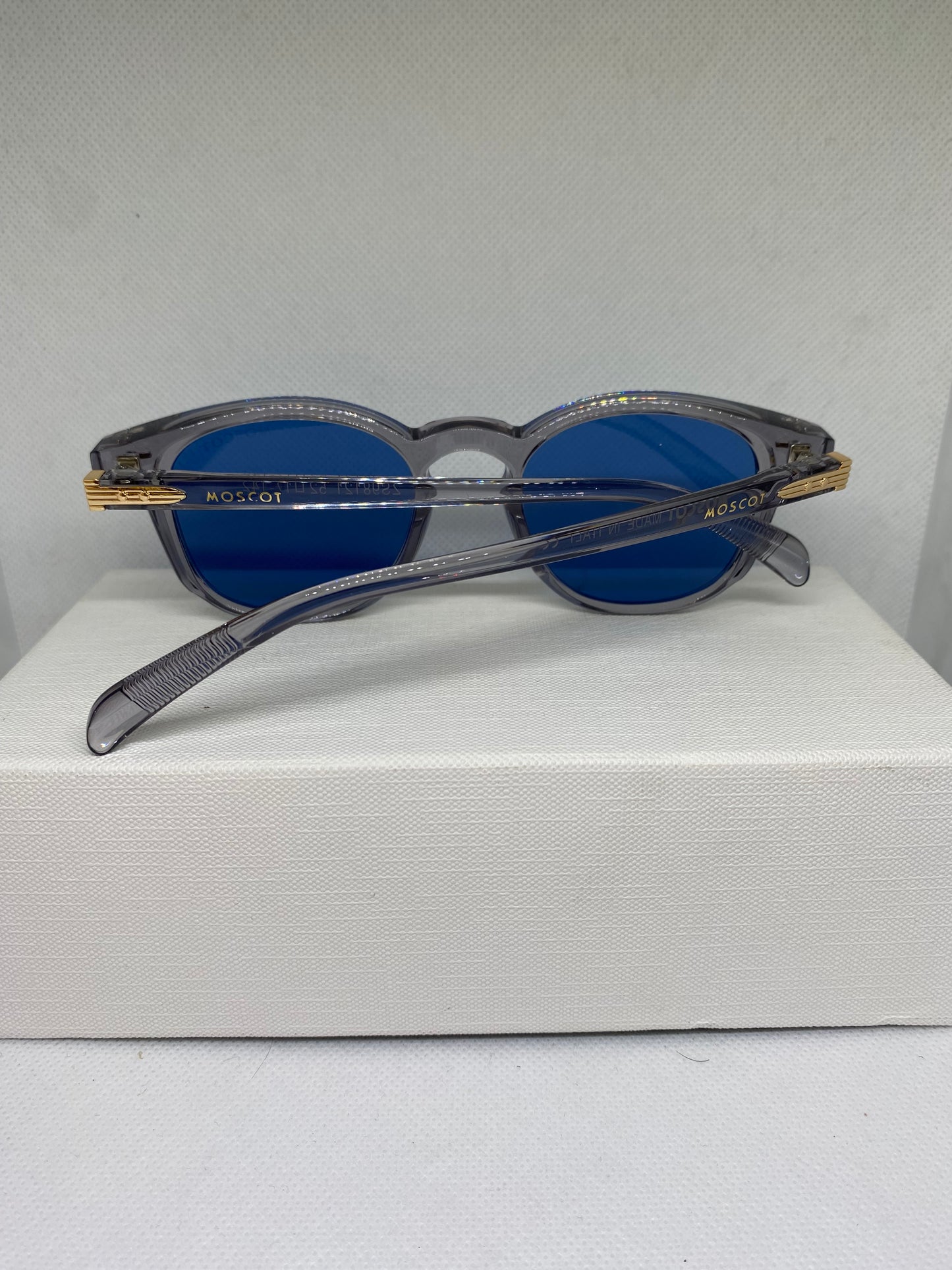 Moscot transparent bleu foncé