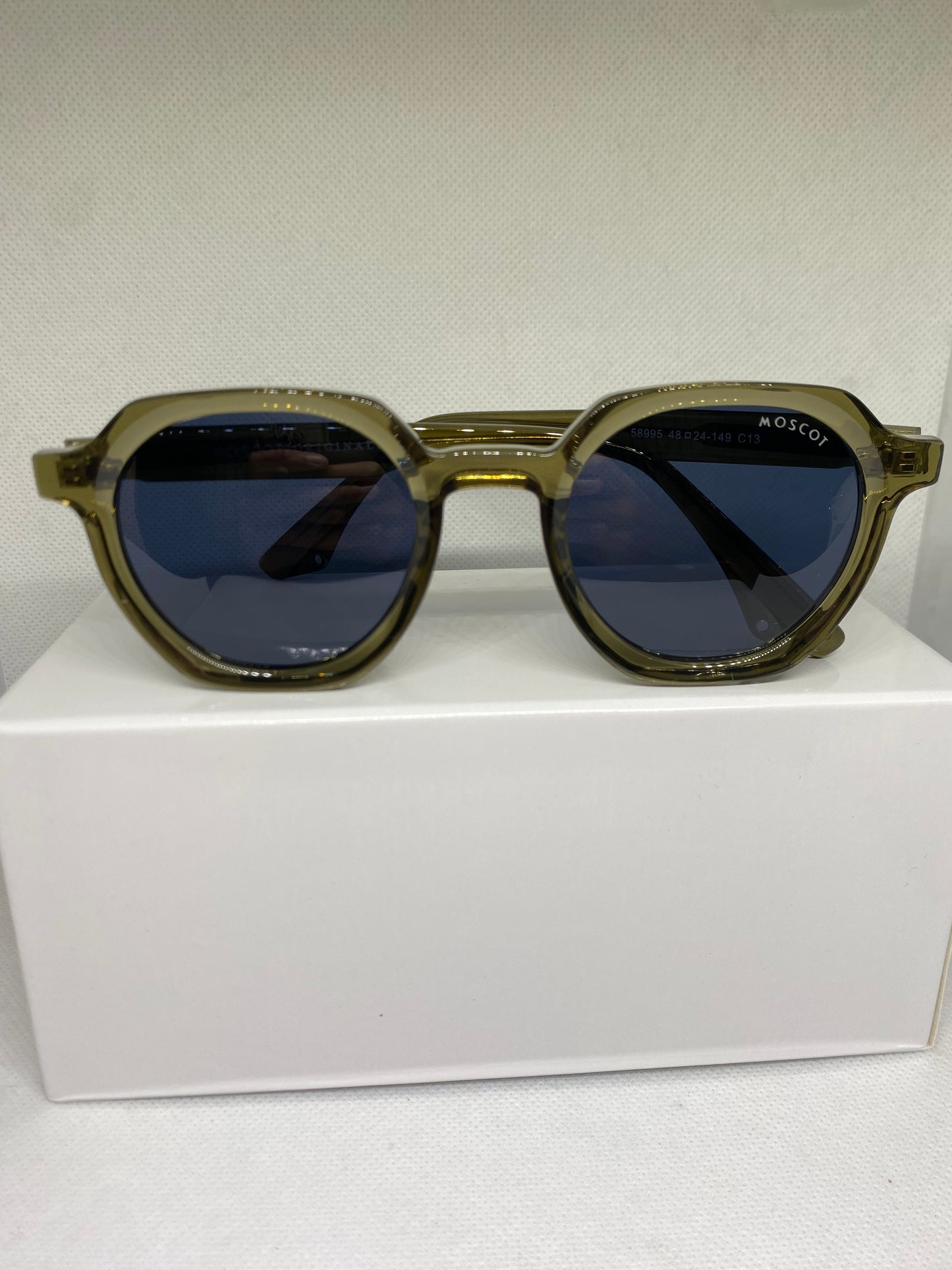 Moscot vert verre bleu polaryse